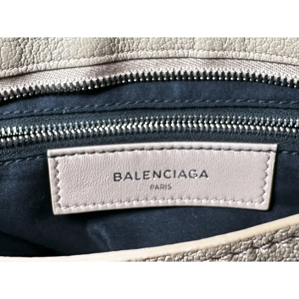 Balenciaga Rose De Sables Chèvre Leather Metallic Edge City 2Way Bag